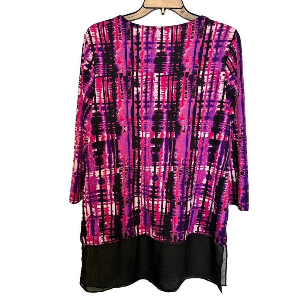 Slinky Brand Purple Pink Abstract Print Tunic Top Blouse‎ Size M Oversized